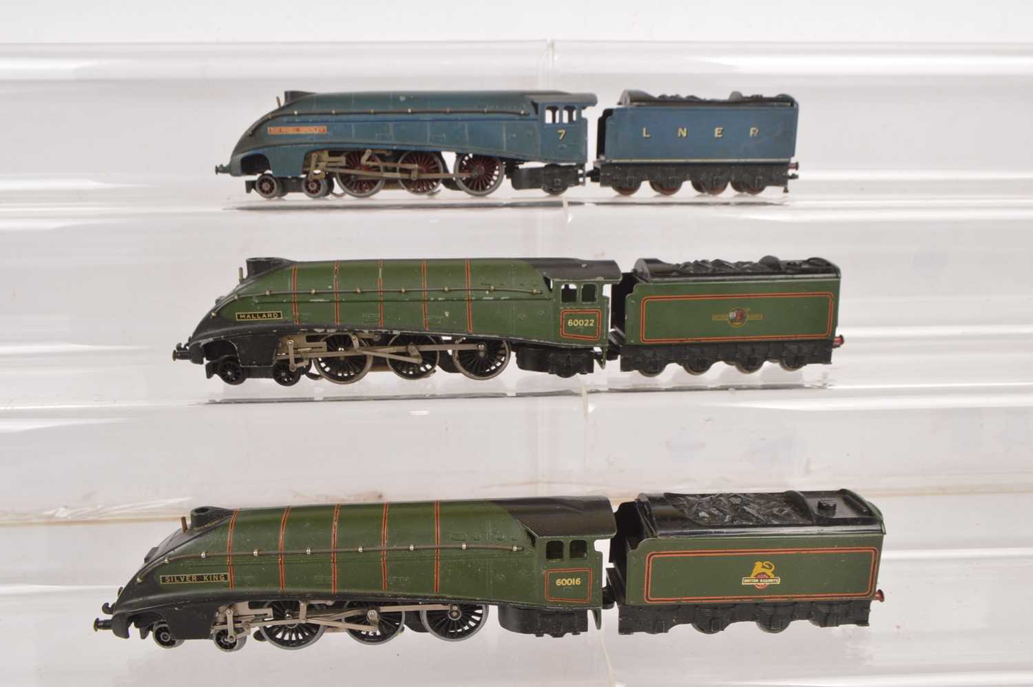 Lot 221 - Three Hornby-Dublo 00 Gauge unboxed 3-Rail Class A4  Steam Locomotives and Tenders (3)