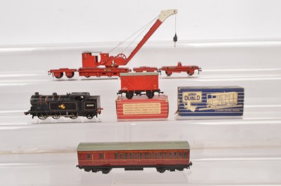 Lot 238 - Hornby-Dublo 00 Gauge 2-Rail BR late issue 0-6-2T Tank Locomotive and Breakdown Crane with Packing Van and Coach (5)