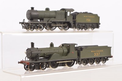 Lot 251 - Kitbuilt and modified 00 Gauge SR olive green Locomotives and Tenders (4, incl Tenders)