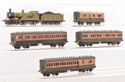 Lot 254 - Kitbuilt 00 gauge LSWR Class T9 Locomotive and Coaches (6, incl Tender)