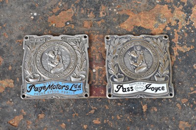 Lot 472 - Two Vintage white metal and enamelled car dash badges