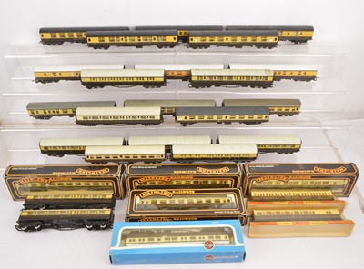 Lot 355 - Hornby Airfix Mainline Grafar and other 00 gauge Chocolate and Cream coaches  (30)