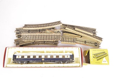 Lot 405 - Marklin Wagon Lits coach in original bow with Marklin track (qty)