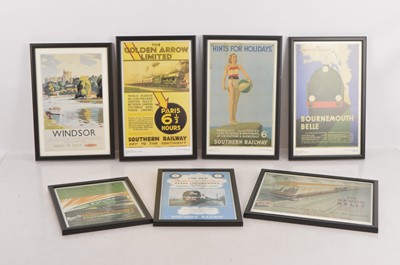 Lot 452 - Framed and mounted BR and Southern Railway Travel posters (19)