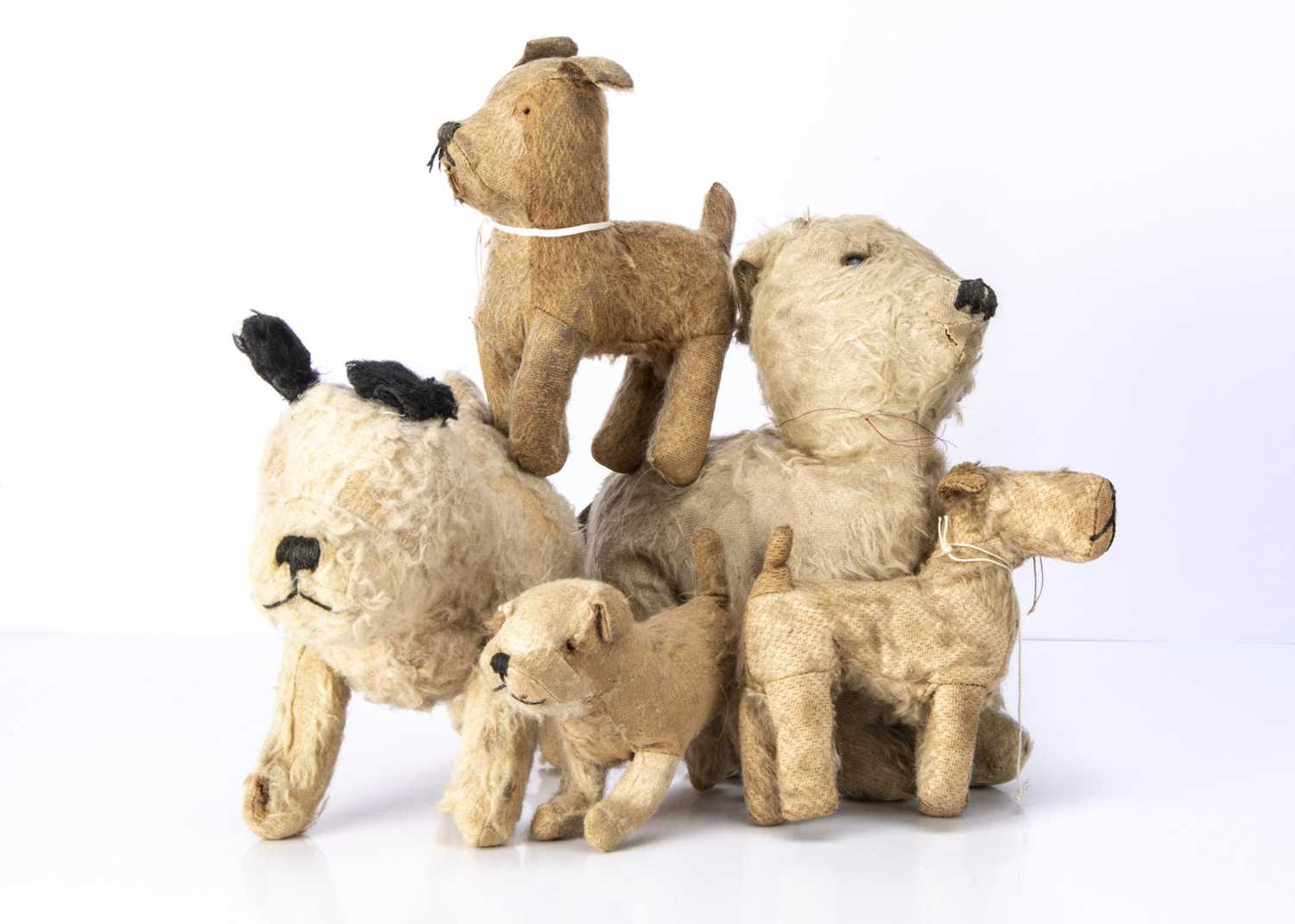 Lot 66 - Five soft toys dogs for restoration