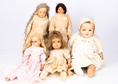 Lot 75 - Five composition dolls