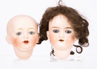 Lot 91 - Two German bisque doll heads
