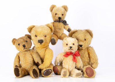Lot 157 - Five post-war British teddy bears