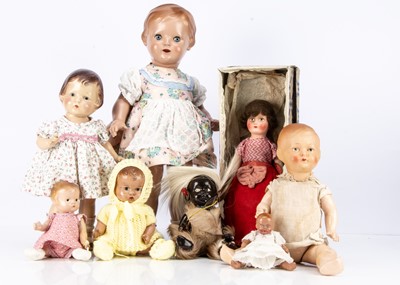Lot 183 - Eight vintage composition dolls