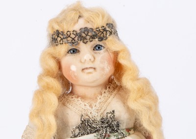 Lot 189 - An early 20th Century German wax over composition shoulder head fairy doll