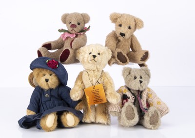 Lot 208 - Five artist/ collectors teddy bears