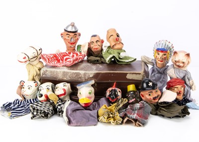 Lot 250 - Fourteen vintage hand puppets