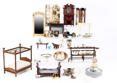 Lot 267 - A selection of vintage and modern dolls house chattels