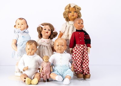 Lot 384 - Seven celluloid dolls