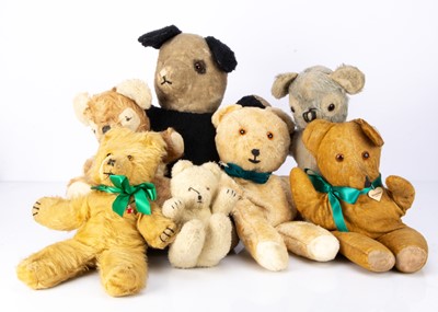 Lot 426 - Seven unjointed teddy bears