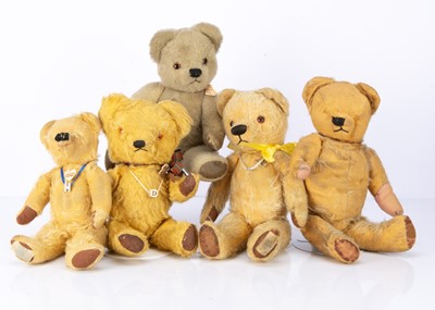 Lot 442 - Five post-war Chad Valley teddy bears