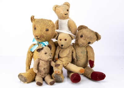 Lot 456 - Five post- war English teddy bears