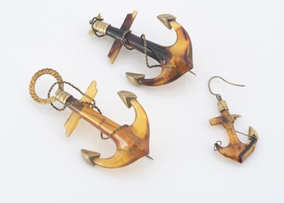 Lot 18 - A pair of late 19th early 20th century anchor brooches