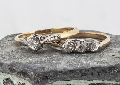 Lot 54 - Two 18ct gold and platinum set dress rings