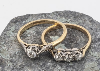 Lot 54 - Two 18ct gold and platinum set dress rings