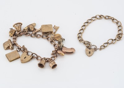 Lot 65 - A 9ct gold charm bracelet