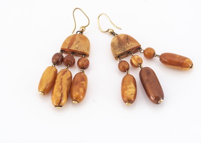 Lot 74 - A pair of Baltic Amber drop earrings