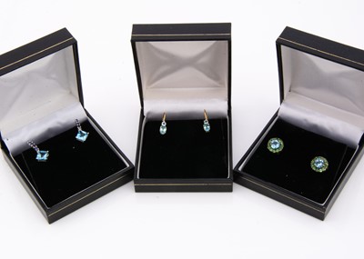 Lot 111 - Three pairs of gem set earrings