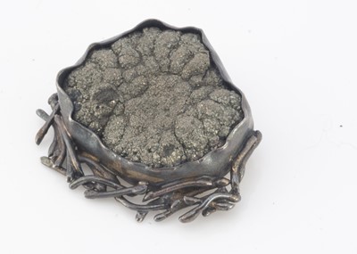 Lot 131 - A 1970s silver and pyrite pendant