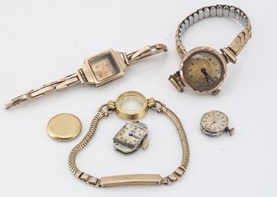 Lot 148 - A collection of gold ladies wristwatches