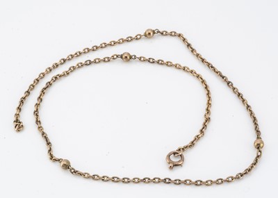Lot 154 - A 9ct gold oval linked and bead necklace