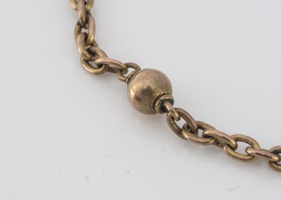 Lot 154 - A 9ct gold oval linked and bead necklace