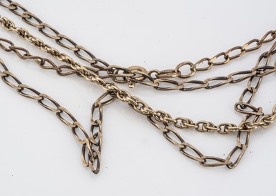 Lot 156 - A collection of 9ct gold curb link oval and rectangular link necklaces