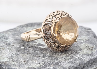 Lot 180 - A continental citrine cocktail ring