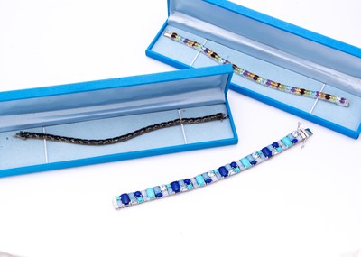 Lot 215 - A collection of silver gem set bracelets