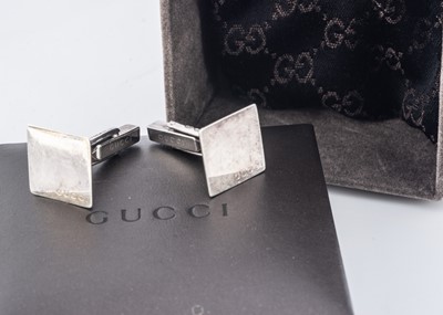 Lot 219 - A Pair of Gucci silver cufflinks