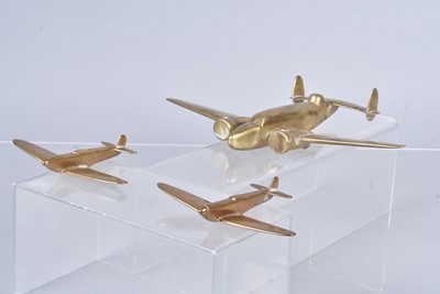 Lot 603 - A group of three brass wartime British Plane models