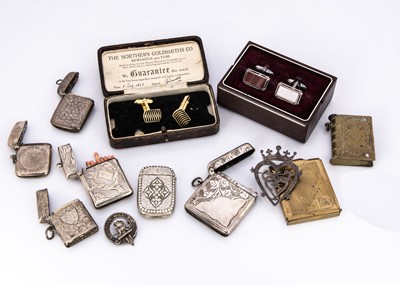 Lot 276 - Five Victorian and later silver vesta cases and other items