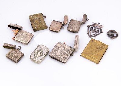 Lot 276 - Five Victorian and later silver vesta cases and other items