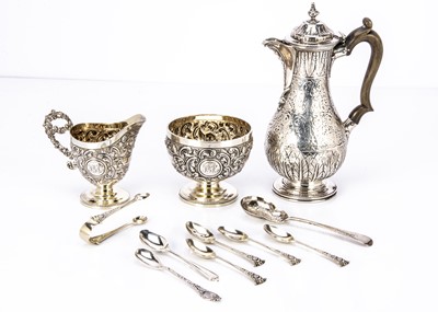 Lot 282 - A Victorian silver hot water pot and other silver items