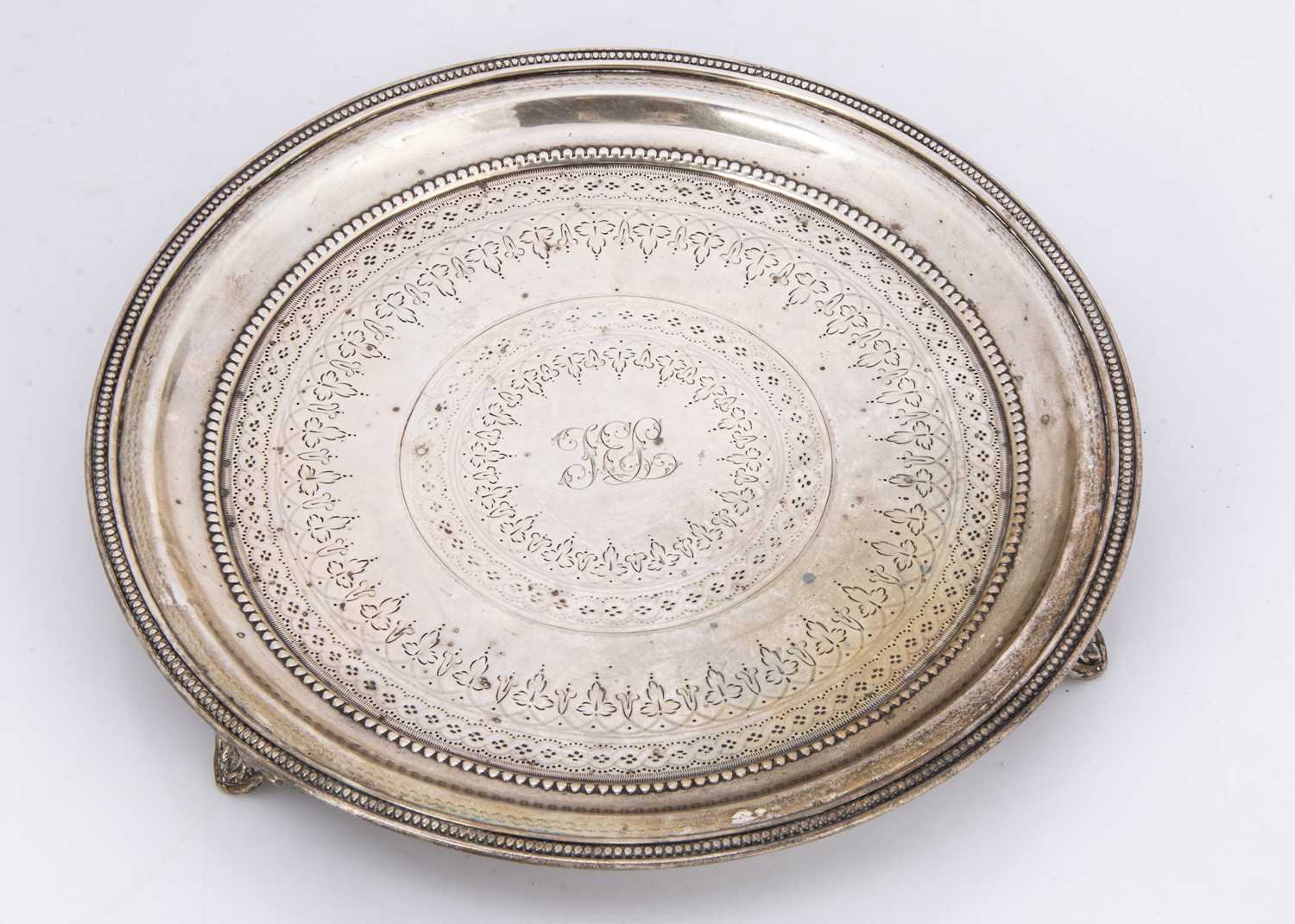 Lot 295 - A Victorian silver circular tray by Josiah Williams & Co