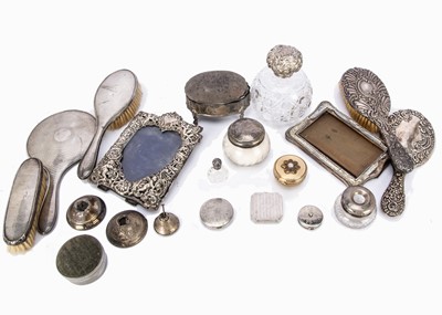 Lot 300 - A collection of Victorian and later silver and other dressing table items
