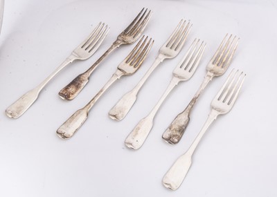 Lot 314 - A set of seven George III silver forks by RP