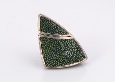 Lot 317 - A modern silver and shagreen triangular box by James Dougall