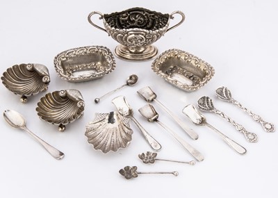 Lot 321 - A group of small silver salts and spoons