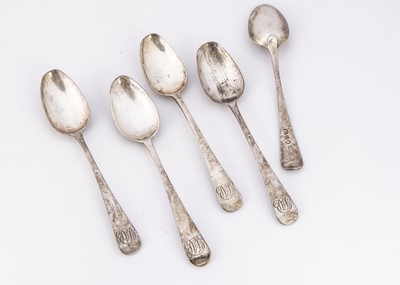 Lot 341 - A set of five George III silver teaspoons