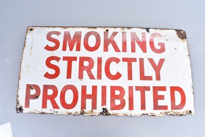 Lot 628 - A WWII Period 'Smoking Strictly Prohibited' enamel sign