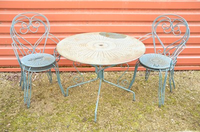 Lot 356 - A cast aluminium set of garden chairs and a round table