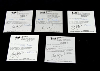 Lot 363 - Beatles Fan Club Membership Cards