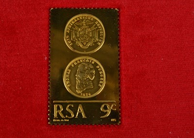 Lot 13 - A South Africa Gold replica stamp