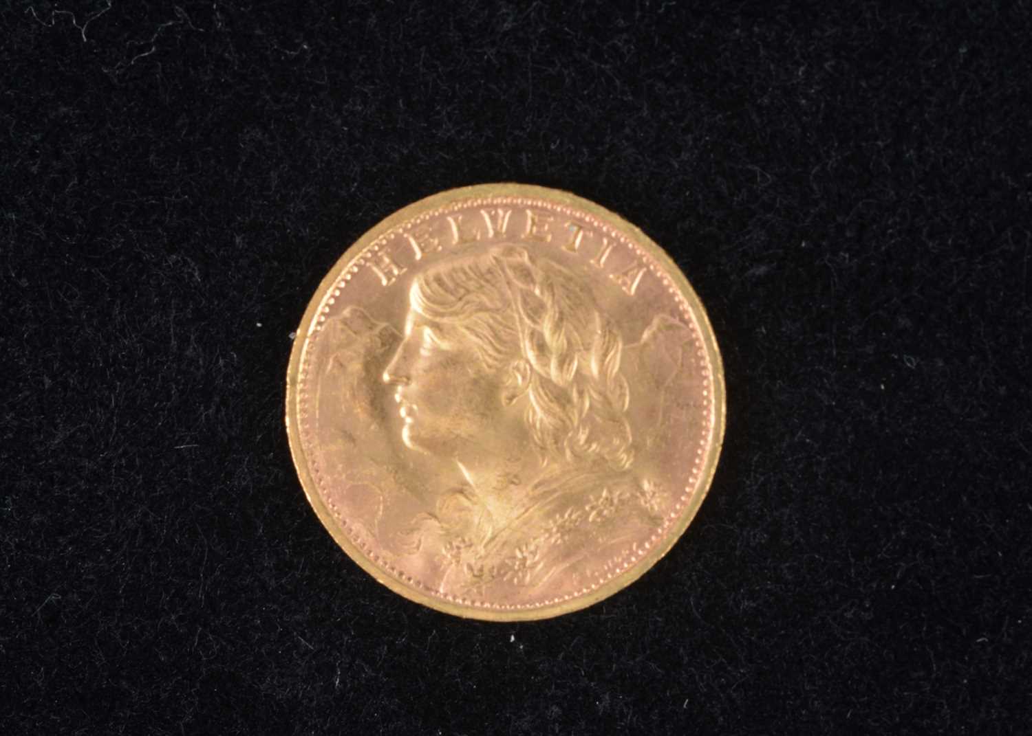 Lot 34 - A Switzerland Gold 20 Francs coin